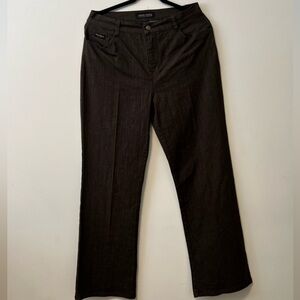 Simon Chang Stretchy Denim Bell Bottom Pants with Ribbed Detail​